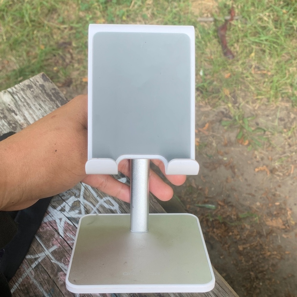 Adjustable Silver and White Tablet Stand